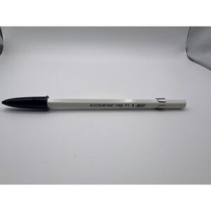 Vintage BIC Corp Ballpoint Pen Accountant Fine Pt Black Ink Silver Clip Office
